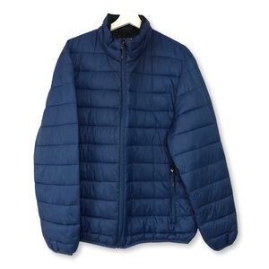SWISSTECH Men’s Quilted Blue Lightweight Puffer Coat Full Zip Jacket Size Large